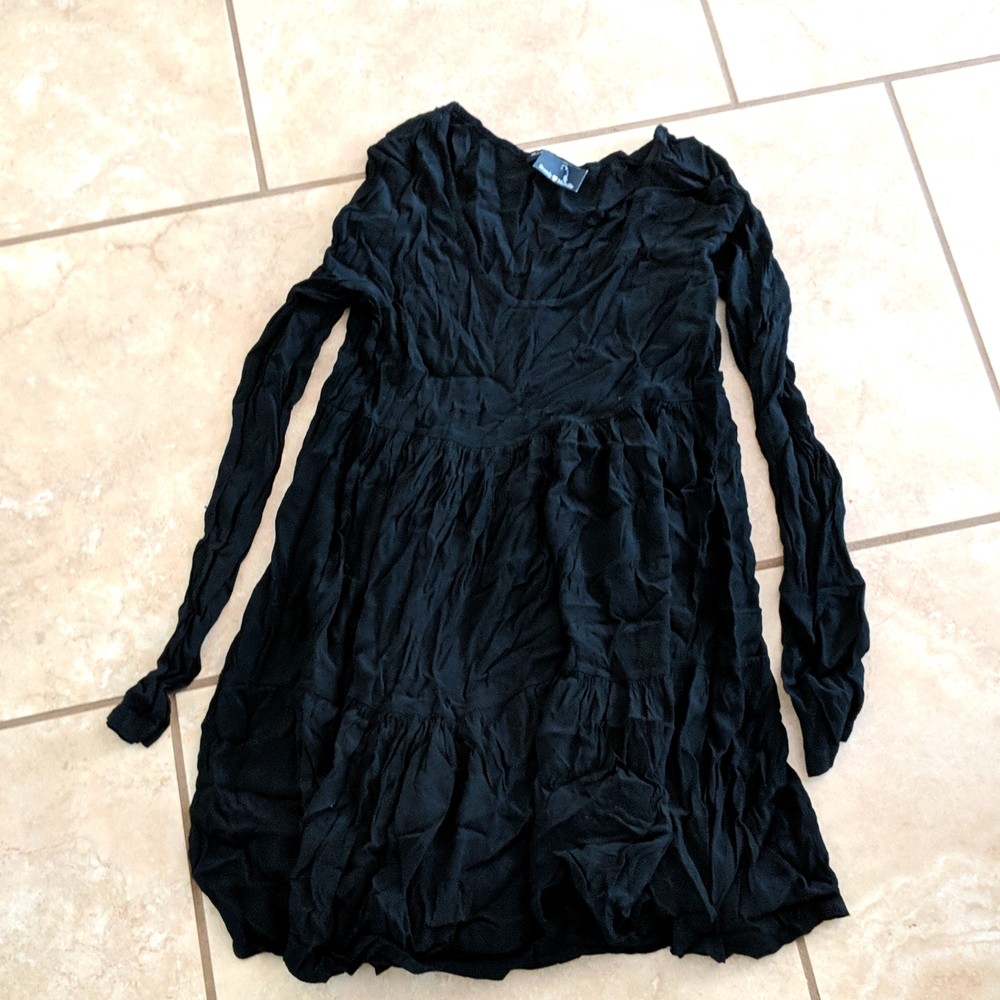 Brandy Melville Black Babydoll Long Sleeve Dress